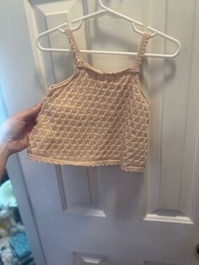 Zara Beige Crochet Kids Knit Tank Top